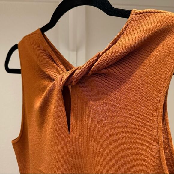 Proenza Schouler Stretch Ribbed Knit‎ Midi Dress silk cotton Twist Back XS - Picture 5 of 11